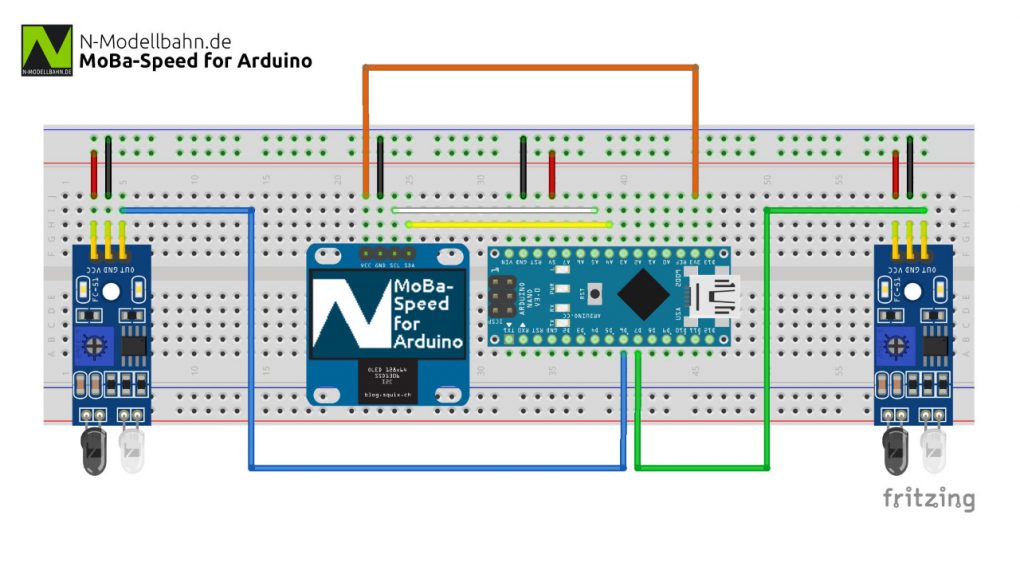 MoBa-Speed for Arduino Versuchsaufbau Breadboard