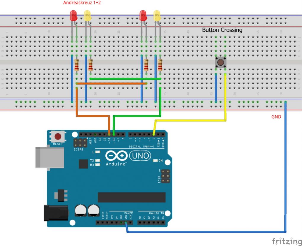 Anschluss der LEDs an den Arduino
