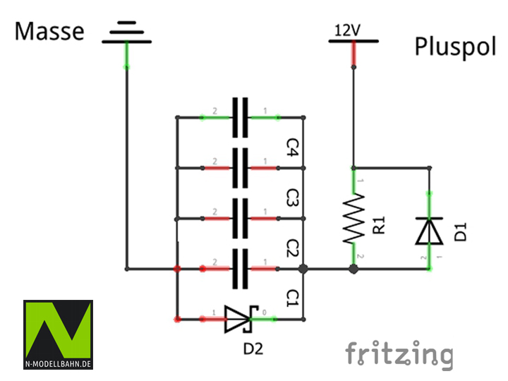 Pufferkondensator-Schaltung für 16V SMD Kondensatoren